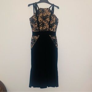 Elegant Black and Cream Lace Dress